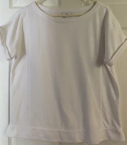 T-shirt Jill bianca girocollo, polsino maniche Dolman cotone, India, S (funziona grande) - Foto 1 di 7