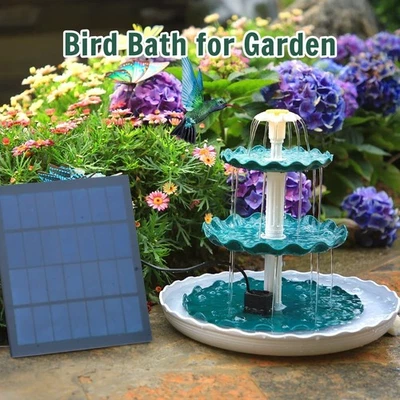 Bomba Solar 3.5W con Baño para Pájaros de 3 Niveles,Fuente Solar y Decoración de Jardín Adecuado Foto 1 de 4
