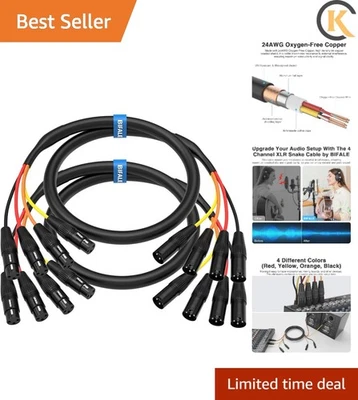6.6FT 2-Pack XLR Snake Cable - 24AWG Copper Shielding for Superior Audio Clarity - Image 1 of 4