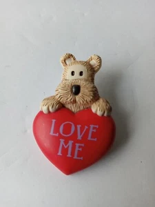 Hallmark Pin Valentines Day Vintage DOG HEART PUPPY Love Me Red Heart Brooch - Picture 1 of 3