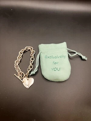 Pulsera Tiffany Doble Corazón Plata de Ley 925 8 pulgadas Foto 1 de 4