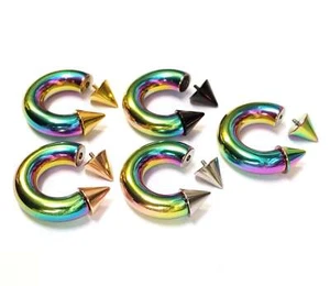 Rainbow Spike Septum Piercing Jewelry, PA Ring - Cone Horseshoe Barbell CBB/BCR - Picture 1 of 10