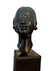 Nguyen Thanh Le Vietnamese Artist Bronze Bust Head of Laos Woman 14" Circa 1950