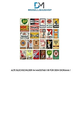 DM-MODELLBAUSHOP Alte Blechschilder 1 Tuning 1:18 Diorama Modellbau Realistisch Werkstatt Garage