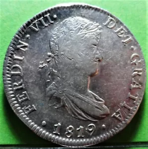 FERNANDO VII, 8 Reales, 1819, MEXICO -JJ, Silver, SPANISH COLONIAL - Picture 1 of 2