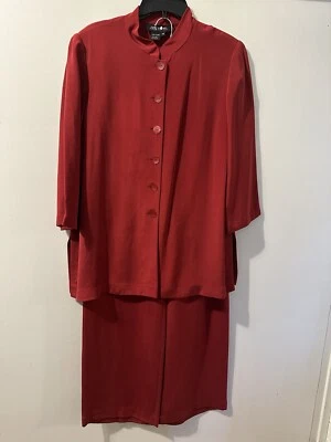 Cynthia Howie Maggy Boutique 100% Silk Tunic/ Wide Legs Pants 14 Burgundy  - Image 1 of 4