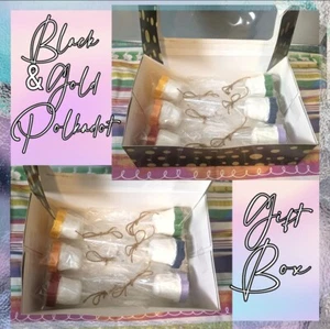 Half Dozen Rainbow White Chocolate Roses In A Black Gift Box With Gold Polkadots - Picture 1 of 9