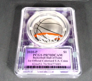 2020-P Silver Proof Basketball Hall of Fame $1 - First Colorized -PCGS PR70 DCAM - Picture 1 of 10