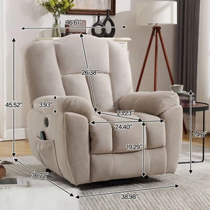 Power Lift Recliner Chair with Heat and Massage Chair Recliner Beige - Picture 1 of 18