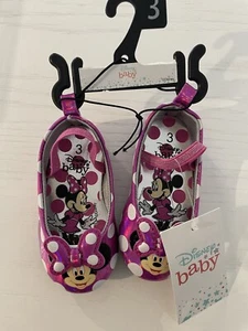 Nuevo con etiquetas Niñas Disney Bebé Minnie Mouse Zapatos Talla 3 Rosa Blanco Plata Lunares Vestido - Imagen 1 de 5