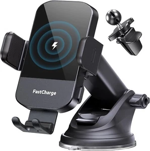 NEW Wireless Car Charger 15W Fast Charging Auto Clamp Car Charger Phone mount - Picture 1 of 10