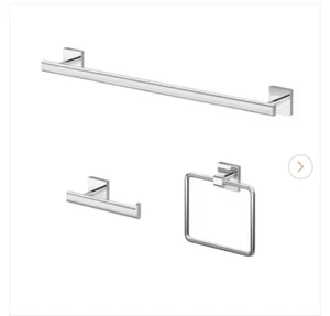 Gatco Form 3 Piece Bath Set Towel Bar Ring & Toilet Paper Polished Chrome 5338 - Picture 1 of 1