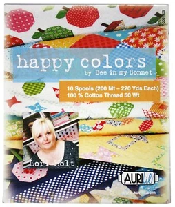 Aurifil Thread Set HAPPY COLORS By Lori Holt 50wt Cotton 10 Small (220 yard) ... - Picture 1 of 2