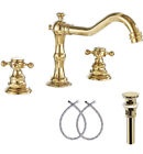 GGStudy 8-16 inch Two Handles 3 Holes Widespread Bathroom Sink Faucet Gold 🚰