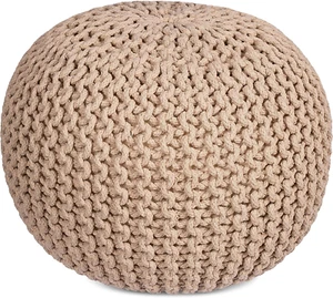 Taburete redondo para pies puf otomano tejido frijol silla de piso algodón cordón trenzado bronceado - Imagen 1 de 12