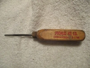 Antique PEOPLES ICE CO. Shenandoah, PA. 2-1166 Ice Cube ICE PICK - Picture 1 of 2