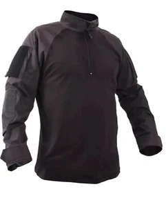 Schwarzes leichtes Kampfshirt mit Viertelreißverschluss hitzebeständig Langarm Base Top L - Bild 1 von 7