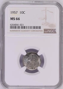 Moneda de diez centavos Roosevelt 1957 10C NGC MS66 6264041-021 - Imagen 1 de 2
