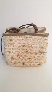LORREN BELL Handmade Lace Shell Straw Handbag Purse Bag - Picture 1 of 8