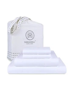 Lenzuola Threadmill Lusso 800 Fili King 100% Cotone - Hotel Bianco Sate... - Foto 1 di 8