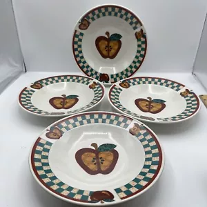 Lot Of 4 Tabletops Unlimited 9" Vegetable Cereal Bowl “A is for Apple" Pattern - Picture 1 of 8