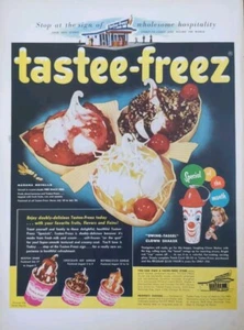 Anuncio impreso vintage de restaurante Tastee-Freeze 1956, franquicia, helado - Imagen 1 de 1