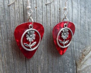 Pendientes de guitarra con dije de flores - Elige tu color - Imagen 1 de 13