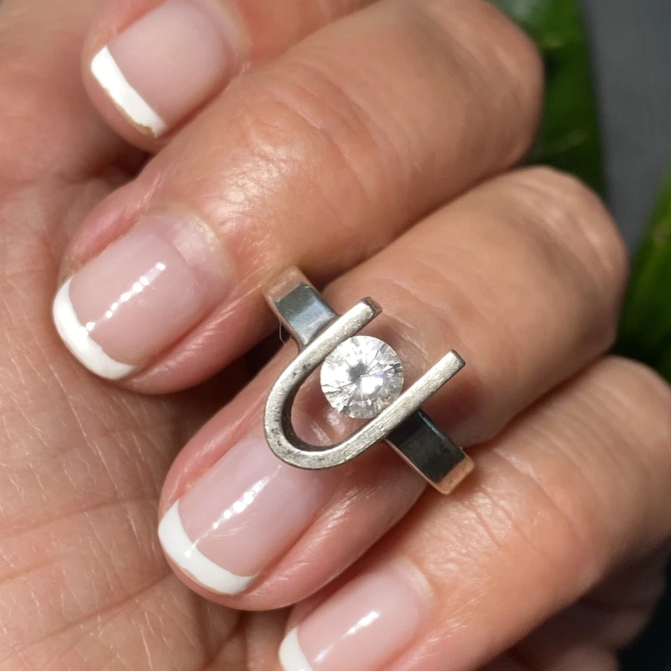 Anillo Modernista Vintage Talla 6.5 Estate Joyería Fina Usado Asimétrico Mínimo Foto 1 de 1