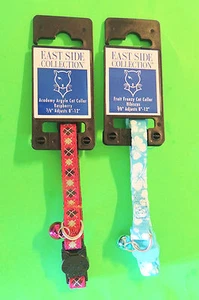 East Side Collection 3/8" Adjustable Cat Safety Collar Argyle or Hibiscus Design - Picture 1 of 5