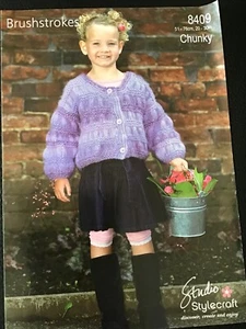 Stylecraft Brushstrokes Chunky Childs Jacket Knitting Pattern 8409 Sizes 20-30” - Picture 1 of 3