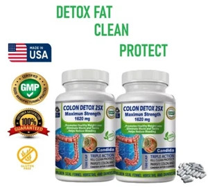 Colon Detox Cleanse - 2 Bottles (200 Caps) | Weight Loss, Bloating, & Belly Fat - Picture 1 of 7