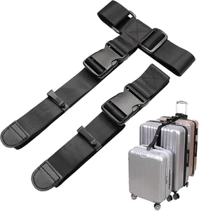 2 Pack Add-a-Bag Luggage Strap, Adjustable Travel Belt for Connecting 3 Bags - Picture 1 of 12