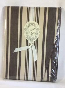 Noble Excellence Porta Stripe 70" Round Tablecloth Brown & Tan 100% Cotton - Picture 1 of 10