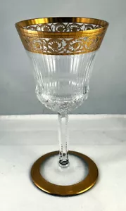 St Louis Crystal THISTLE GOLD 7.5" Water Goblet Solid Band American #1 Ret $695 - Picture 1 of 9