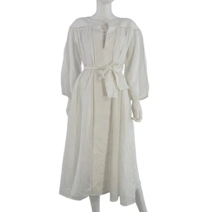 Zimmermann Linen Dress Ivory Midi Peasant Bohemian Belted size 2 UK 12 - Picture 1 of 18