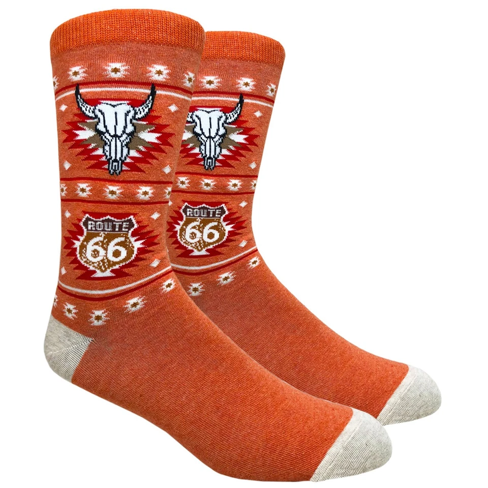 NOVEDAD NARANJA RUTA 66 LONGHORN BULL CALAVERA PUNTO CREW TUBO CALCETINES MEDIA PANTORRILLA INFORMALES Foto 1 de 1
