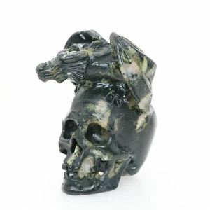 2.3" Plum Blossom Stone Carved Dragon Crystal Skull Crystal Healing Reality - Picture 1 of 9
