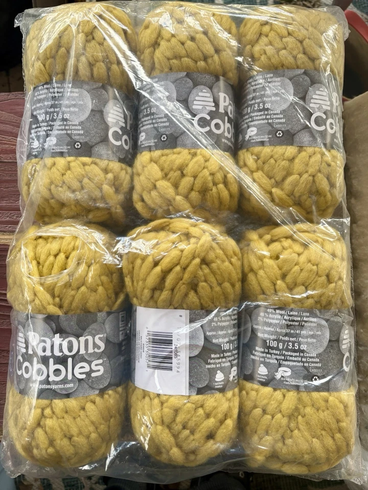 LOTE 6 hilos gruesos de mezcla de lana gruesos Patons Cobbles Mostaza 100 g  Foto 1 de 4