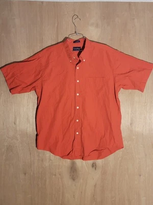 Club Room Camisa Abotonada Hombre Talla L Manga Corta Cuello Bolsillo Naranja Rojo Foto 1 de 4