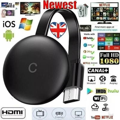Chromecast Google Wireless HDMI - Compatible HD Display Media Streaming Video - Bild 1 von 4
