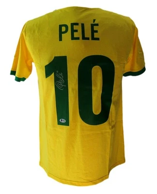Camiseta de fútbol Beckett 200971 dorada personalizada firmada/autografiada por Pelé Beckett Foto 1 de 4