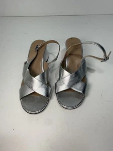 Naturalizer Azalea Women's Gray US 9.5W Metallic Gray Block Heel Strappy Sandal - Picture 1 of 15