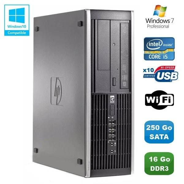 PC HP Compaq Elite 8100 SFF Intel Core i5 650 3.2GHz 16Go 250Go Graveur WIFI W7 - Photo 1/1