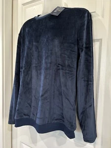 Stafford Herren L Navy Velour Langarm Hemd Weich Lounge Komfort Freizeit Oberteil - Bild 1 von 6