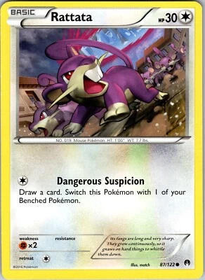 Pokemon TCG Rattata XY BREAKpoint 87/122 Regular Common Card NM - Image 1 of 2