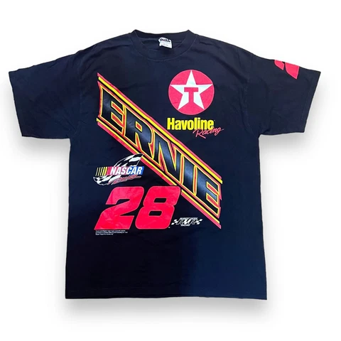 Vintage Nascar T Shirt Ernie Irvan Double Sided Texaco Havoline Made in USA AOP Cover