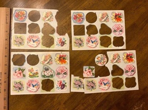 Kleines gemischtes Set 50er-60er Jahre Blumenmuster Frühling Valentinstag Aufkleber, gummierte Siegel - Bild 1 von 1