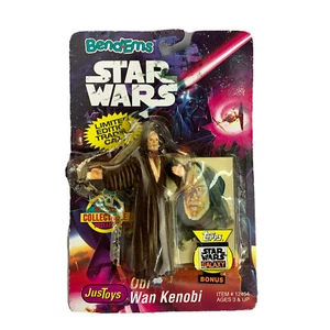 1993 Star Wars Bend-Ems Obi Wan Kenobi Action Figure With Topps Trading Card - Picture 1 of 4