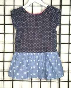 NEW NWT Navy Blue/white Dot-Denim Stars Beautiful Dress Sz 5/6Y The Matching Dot - Picture 1 of 8