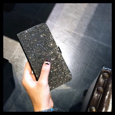 FOR iPhone 13/12/11 Pro Max Leather Wallet Bling Magnet Flip Cover Card Case - Image 1 of 4